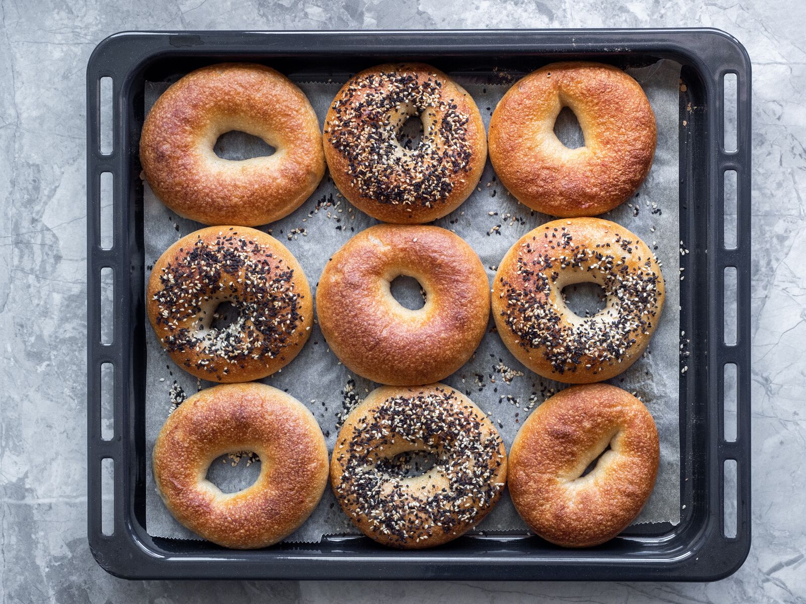 Bagels in a pan